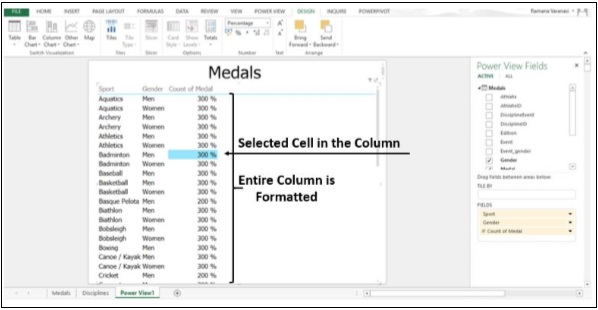 Selected Cell in Column